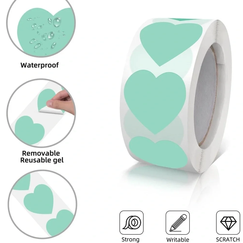 Roll Aqua Heart Stickers Self-Adhesive Cute Style Love Pattern STICKER